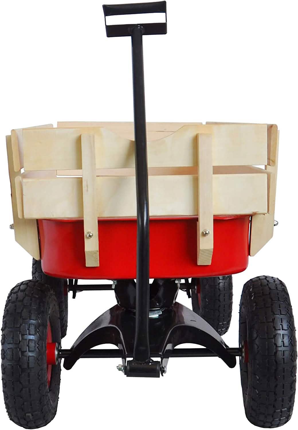 Children Outdoor Wagon All Terrain Pulling with Wood Railing Air Tires