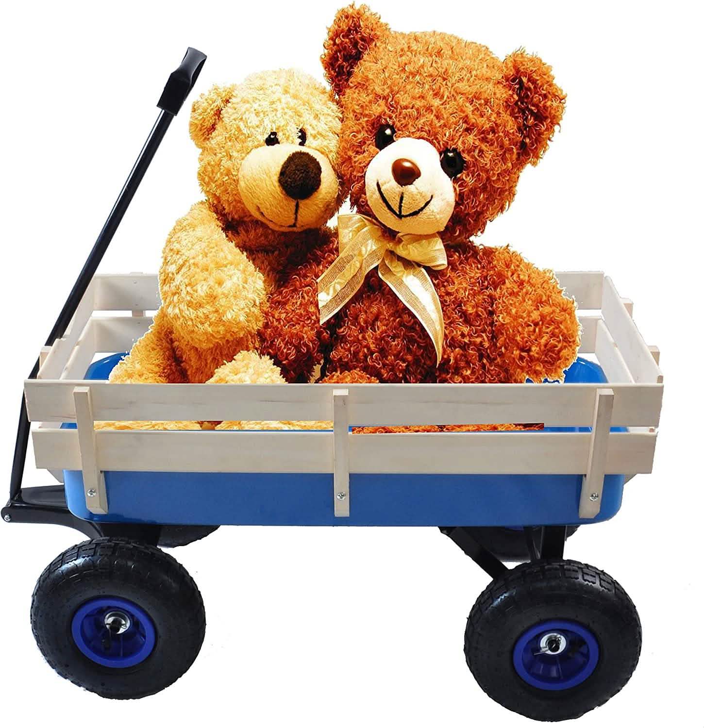 Children Outdoor Wagon All Terrain Pulling with Wood Railing Air Tires