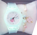 Children Silicone Strap Watches Electronic Colorful Light Source Child Watch Girls Birthday Party Gift Transparent Watchband New Fashion Small Fresh And Simple Girls Electronic Quartz Watch