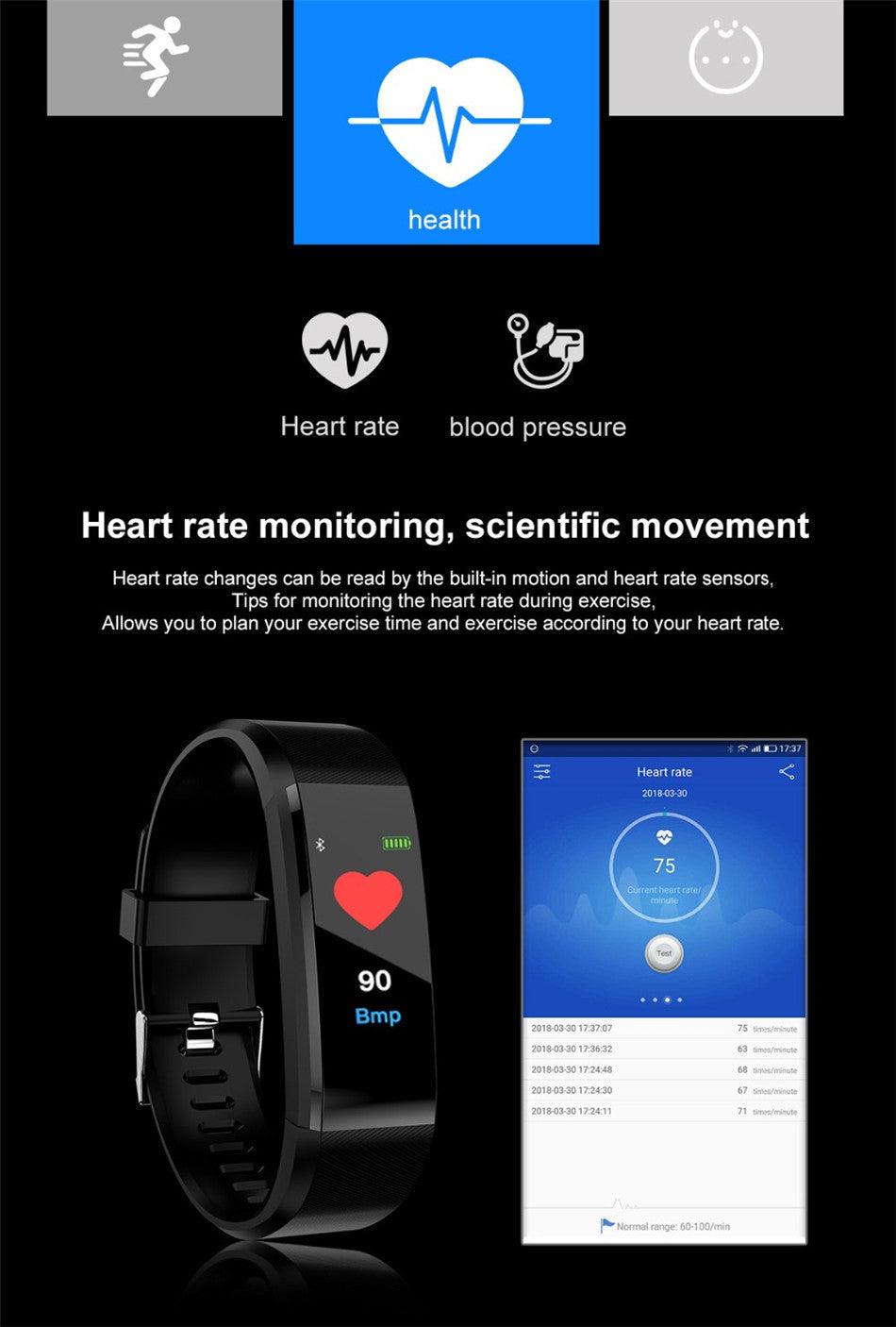 Childrens Sports Watch LED Display Touch Color Screen Top Electronic Watch Waterproof Heart Rate Pedometer Fitness Tracker Heart Rate Sleep And Stress Monitoring Water Resistant Fitness Watch
