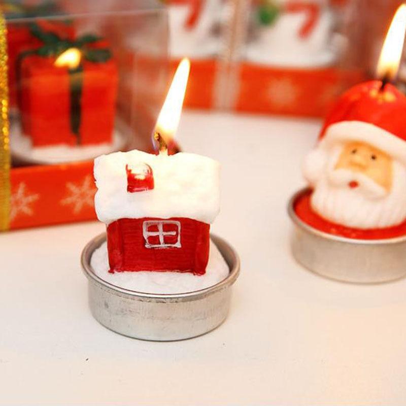 Christmas Candles Paraffin Home Desktop Decorations Tea light Candles Handmade Delicate Santa Snowman Acorn Tree Candles For Christmas Home Decoration Gifts Wedding Party Holiday Lights Christmas Ornaments