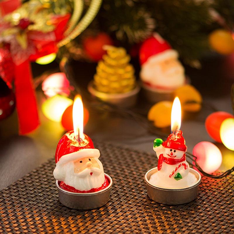 Christmas Candles Paraffin Home Desktop Decorations Tea light Candles Handmade Delicate Santa Snowman Acorn Tree Candles For Christmas Home Decoration Gifts Wedding Party Holiday Lights Christmas Ornaments