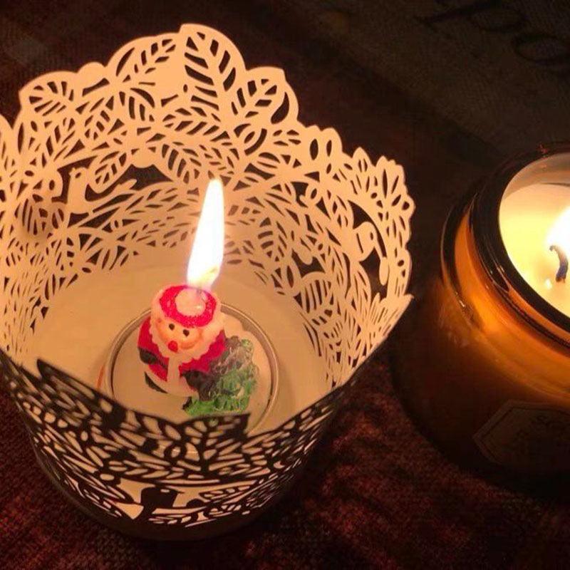 Christmas Candles Paraffin Home Desktop Decorations Tea light Candles Handmade Delicate Santa Snowman Acorn Tree Candles For Christmas Home Decoration Gifts Wedding Party Holiday Lights Christmas Ornaments