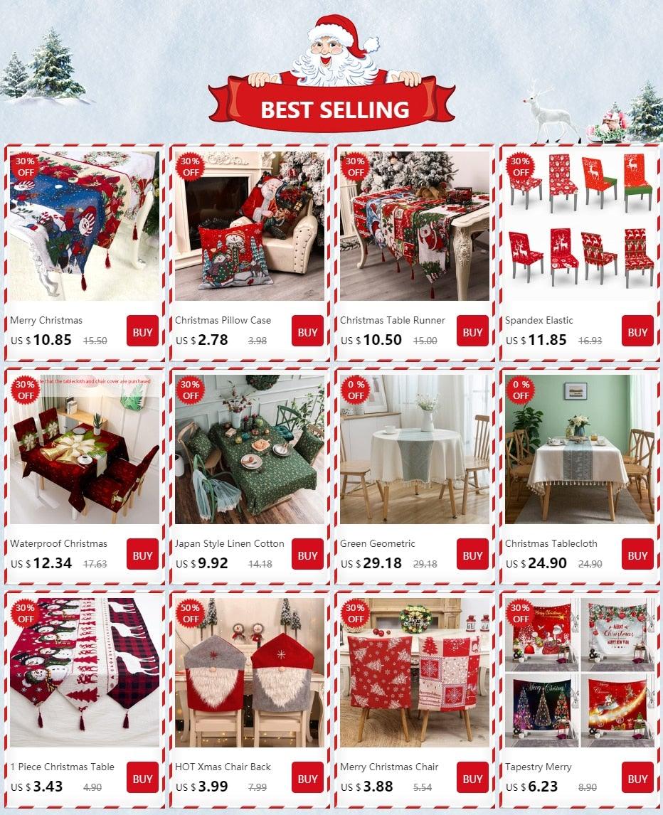 Christmas Chair Covers Santa Printed Elastic Stretch Dining Room Chair Slipcover Kitchen Seat Cover Spandex Home Decor chair Stretch Removable Washable Dining Room Chair Protector Slipcovers Christmas Decoration/Home Decor Dining Room Seat Cover