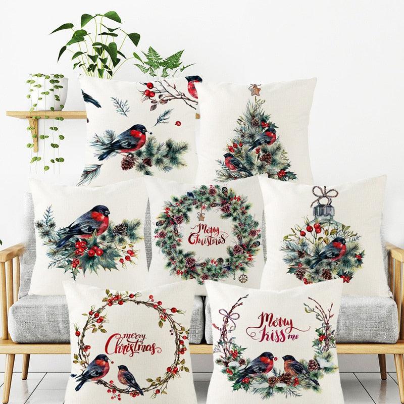 Christmas Cover Cushion For Home Decor Pillowcase Santa Claus Christmas Throw Pillow Covers Waterproof Outdoor Pillow Covers Cotton Linen Christmas Pillow Covers Linen Print Merry Christmas Navidad 2022 New Year Gift 45x45CM
