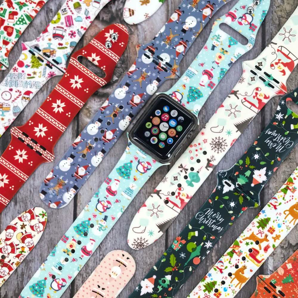 Christmas Silicone Apple Watch Bands - Assorted Styles