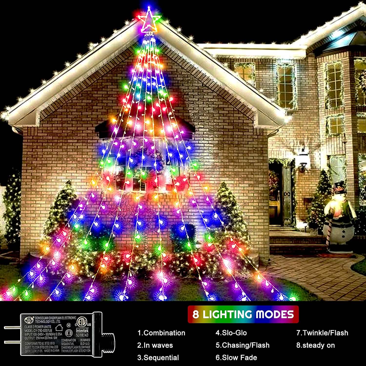 Christmas String Lights with 317 LED Star Hanging Twinkle Fairy Curtain Lights