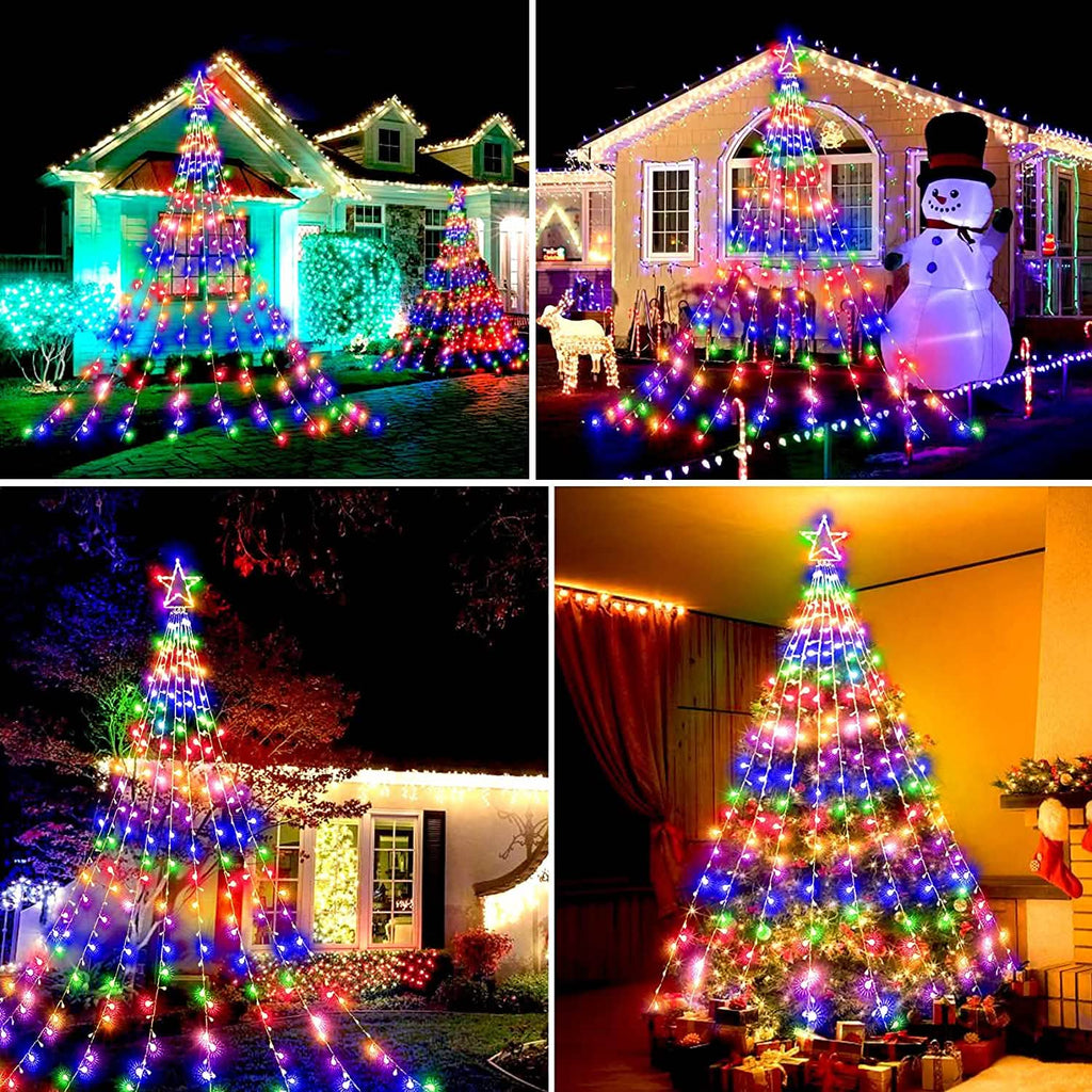 Christmas String Lights with 317 LED Star Hanging Twinkle Fairy Curtain Lights