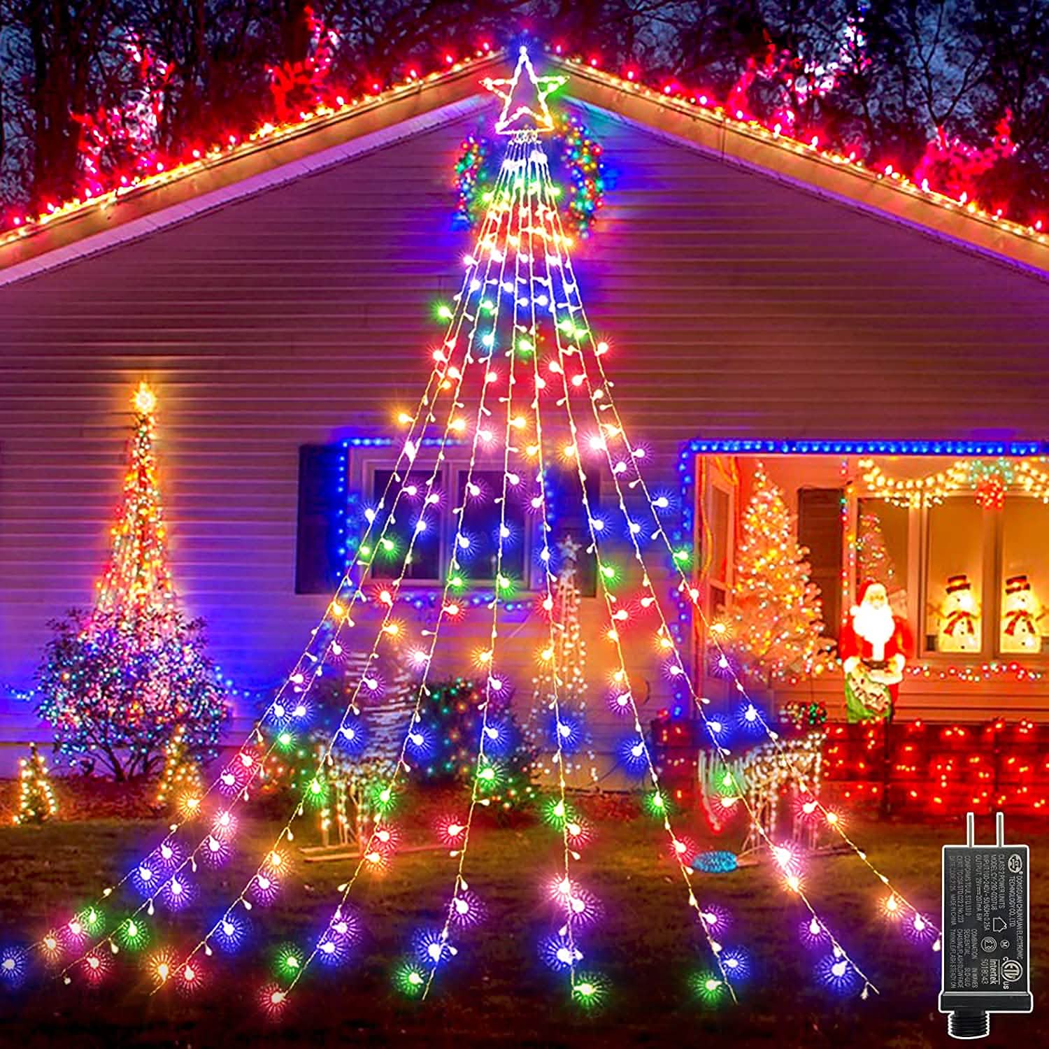 Christmas String Lights with 317 LED Star Hanging Twinkle Fairy Curtain Lights