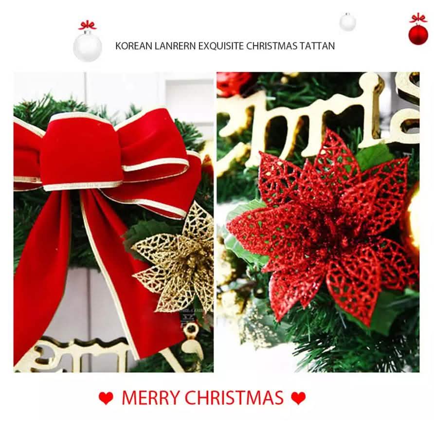 Christmas Xmas Wreath Home Door Wall Ornament Garland Bowknot Party Decoration