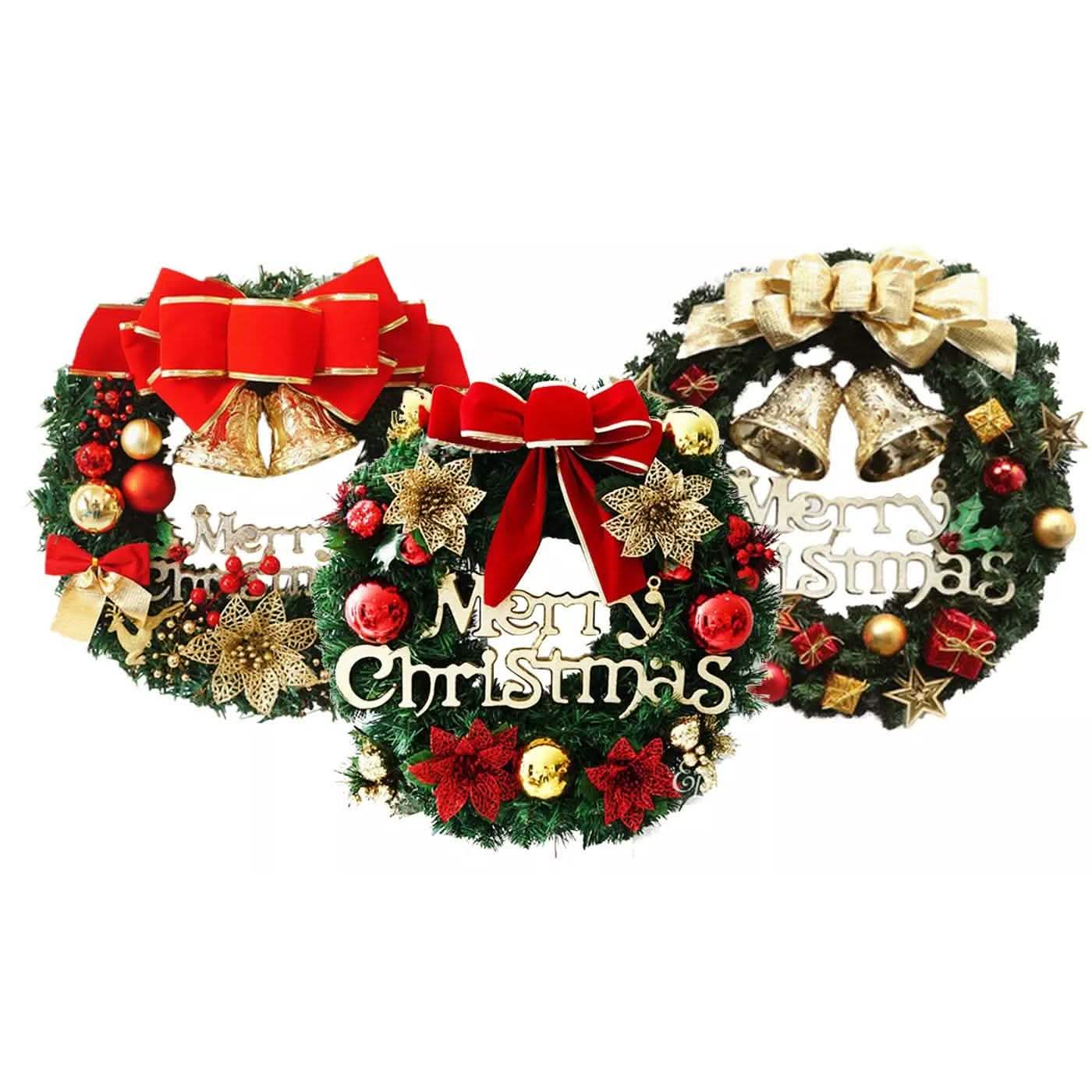 Christmas Xmas Wreath Home Door Wall Ornament Garland Bowknot Party Decoration
