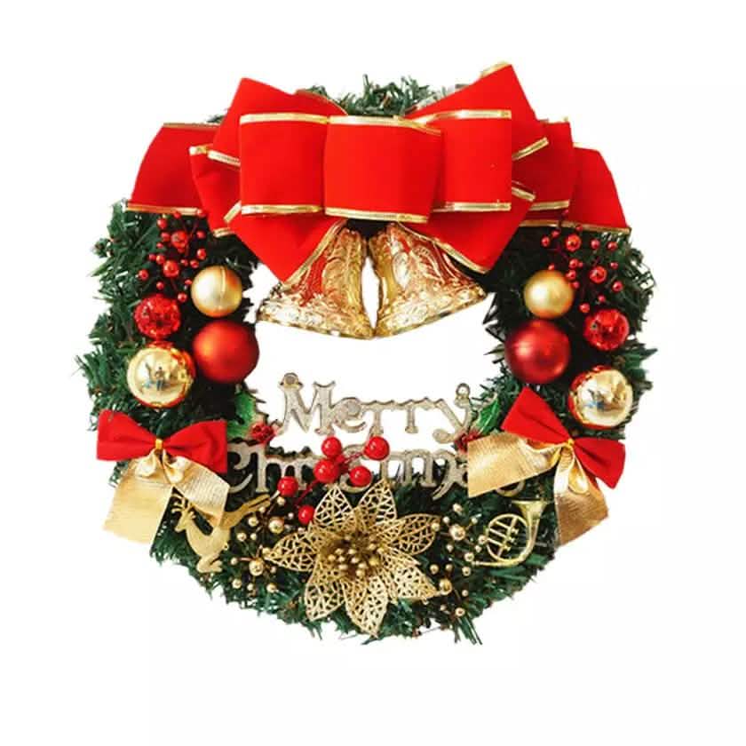 Christmas Xmas Wreath Home Door Wall Ornament Garland Bowknot Party Decoration