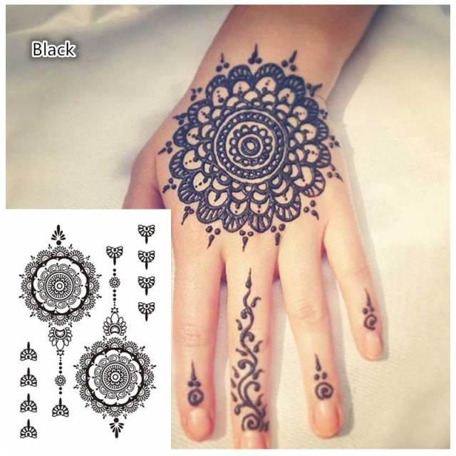 Classic Brown And Black Temporary Tattoo For Hands And Body Stickers Black Luxury Tattoos for Women Girls