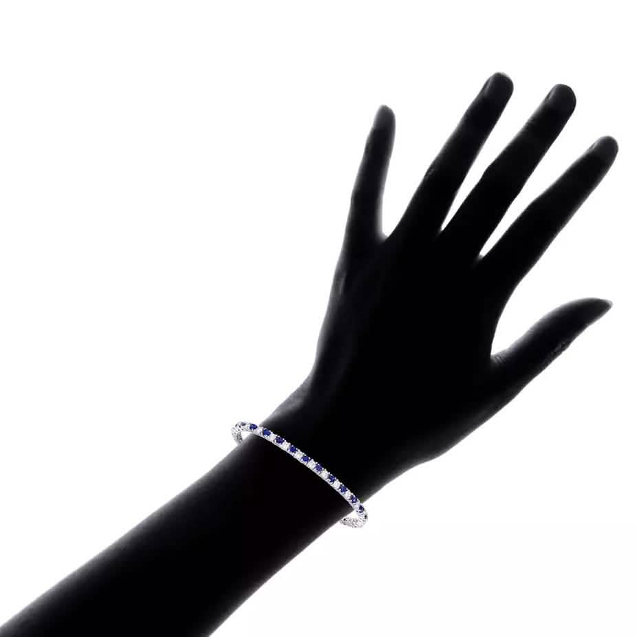 Classic Created Blue Sapphire Tennis Bracelet with Gift Box by MUIBLU Gems