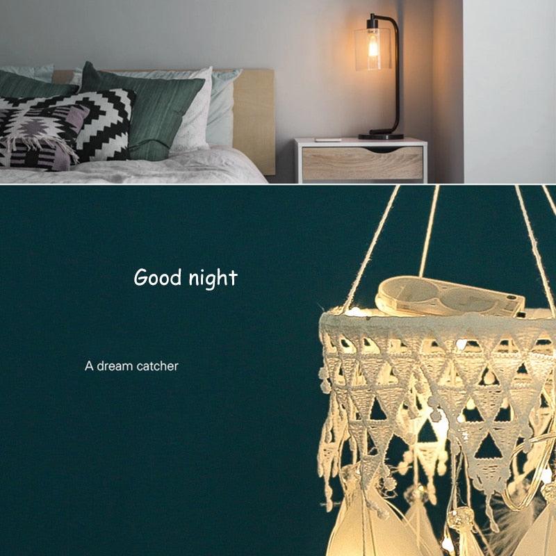 Classic Lantern Dream Catcher Kid  Room Dream Catchers LED Light Up White Feather Lights Ceiling Decor Wall Hanging Ornaments for Bedroom Decor Gifts for Teenage Girl Decoration Home Wind Chime Feather Wedding