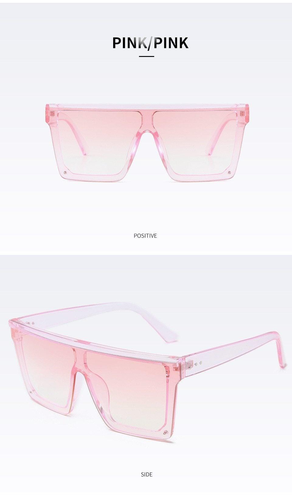 Classic Male Big Black Sunglasses For Men & Women New Fashionable Design New Mirror Pink Square  Oversize Square Sunglasses for Women Men