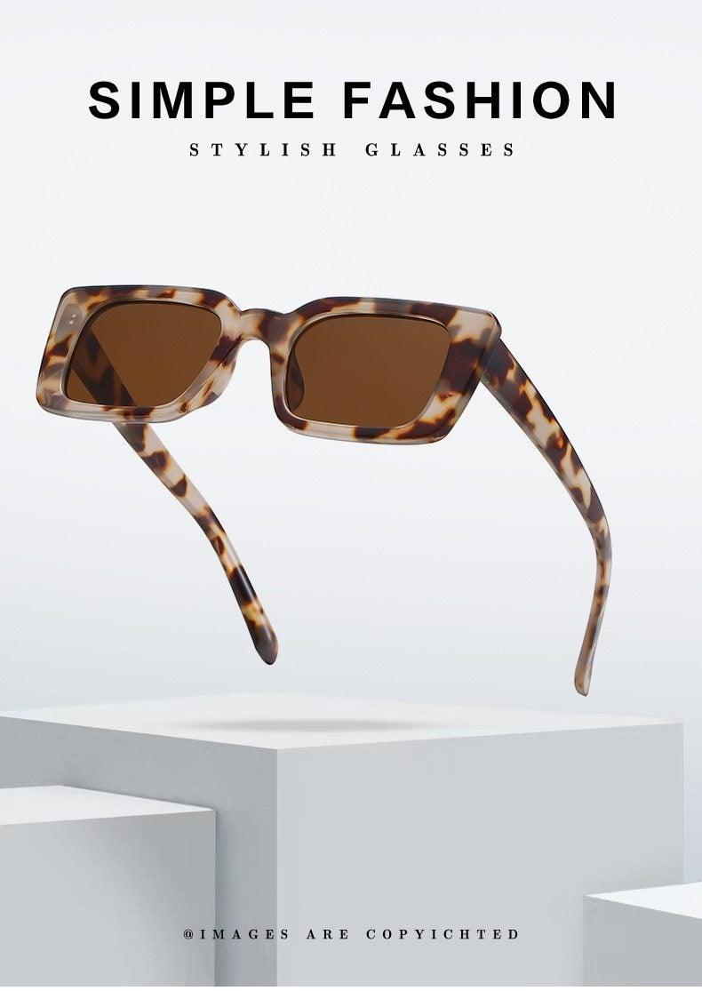 Classic New Rectangle Shape Sunglasses For Women Rectangle Sunglasses for Women 90’s Vintage Shades Square Thick Frame Glasses Luxury Design New Small Square  Eyewear Decent Shades
