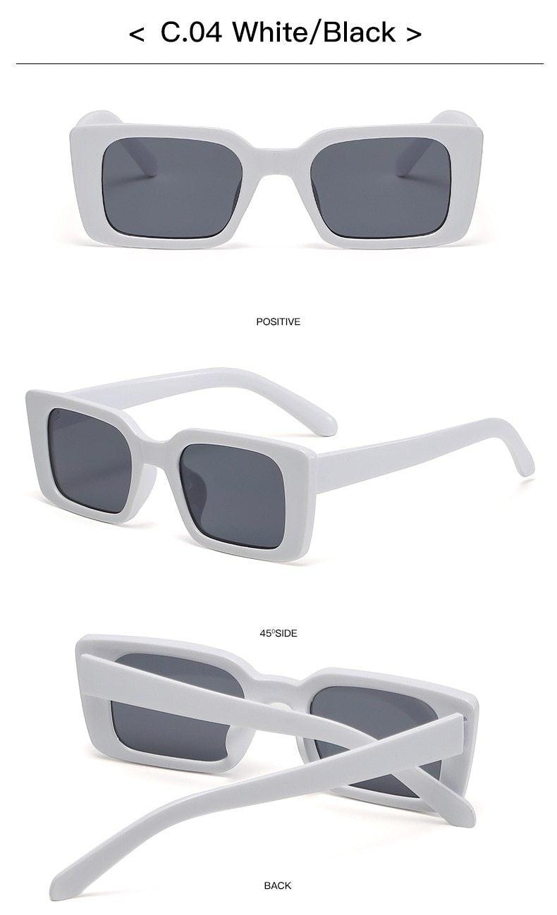 Classic New Rectangle Shape Sunglasses For Women Rectangle Sunglasses for Women 90’s Vintage Shades Square Thick Frame Glasses Luxury Design New Small Square  Eyewear Decent Shades