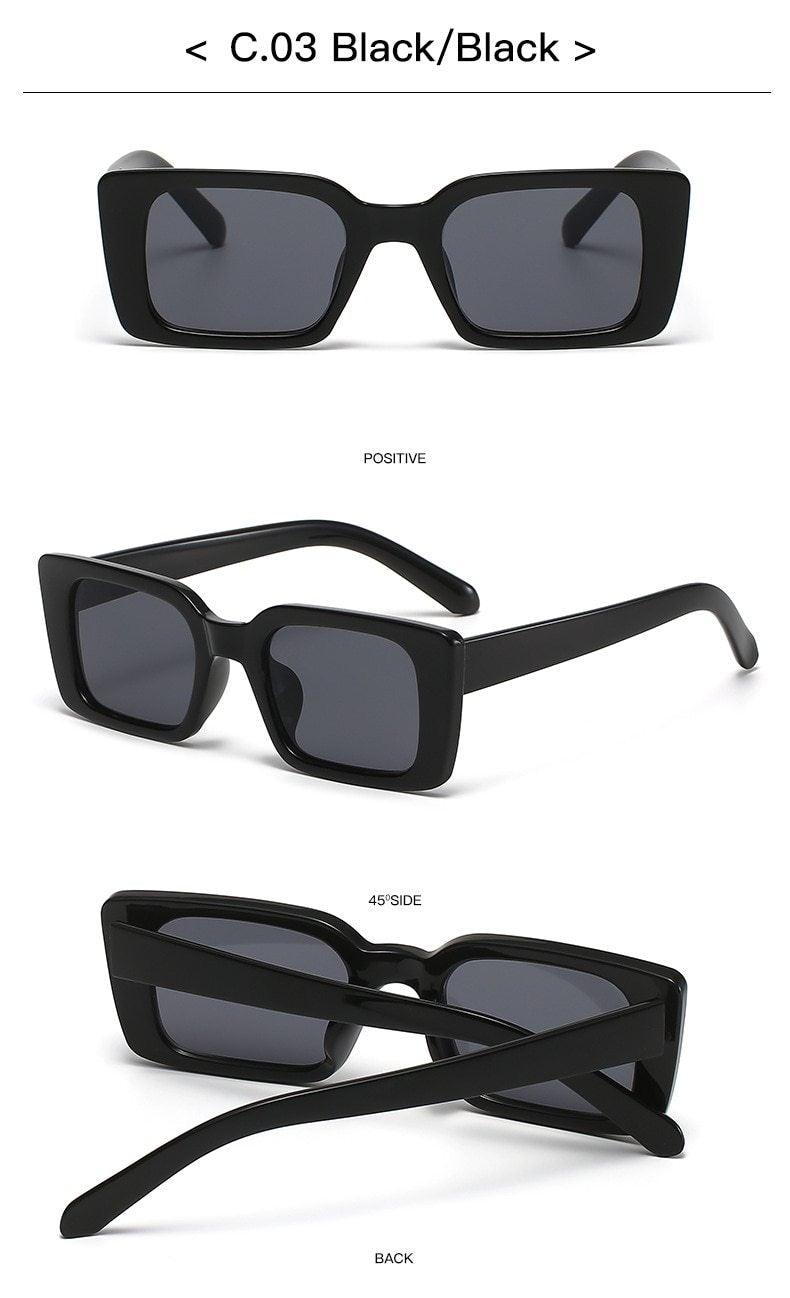 Classic New Rectangle Shape Sunglasses For Women Rectangle Sunglasses for Women 90’s Vintage Shades Square Thick Frame Glasses Luxury Design New Small Square  Eyewear Decent Shades