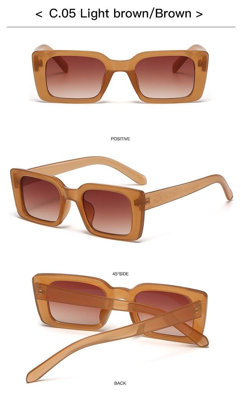 Classic New Rectangle Shape Sunglasses For Women Rectangle Sunglasses for Women 90’s Vintage Shades Square Thick Frame Glasses Luxury Design New Small Square  Eyewear Decent Shades