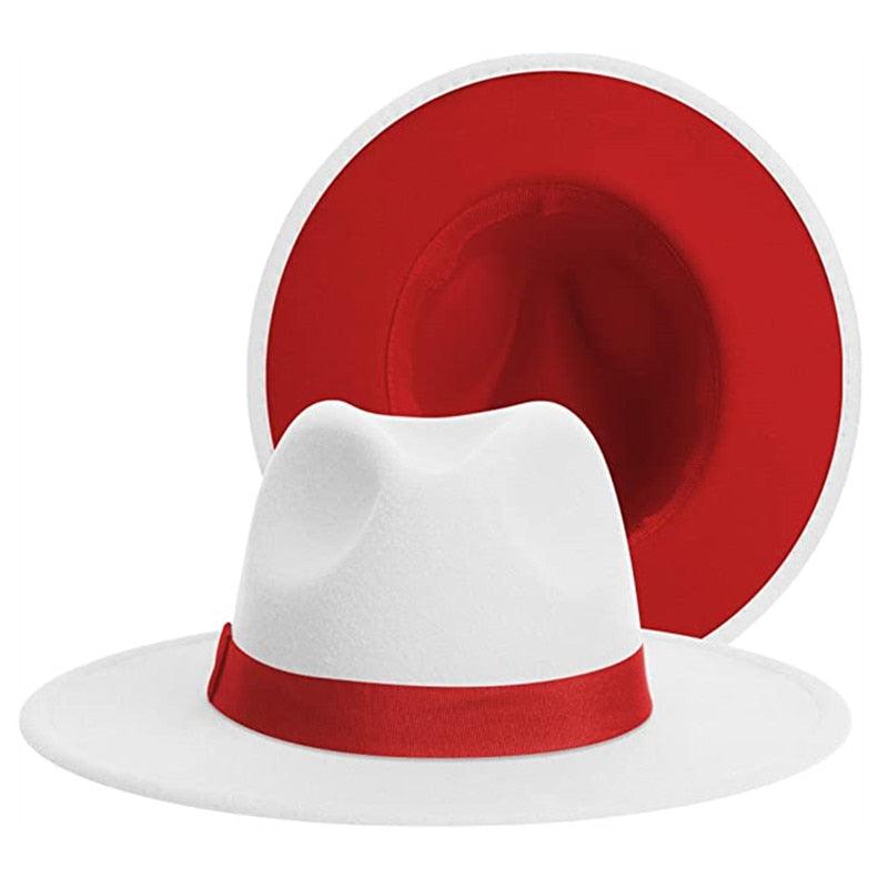 Classic Wide Brim Fedora Hat Men Women Two Colors Fedora Hats Cowboy Hat White Blue Belt Beautiful Design Soft Unisex Party Formal Hat 56-58CM