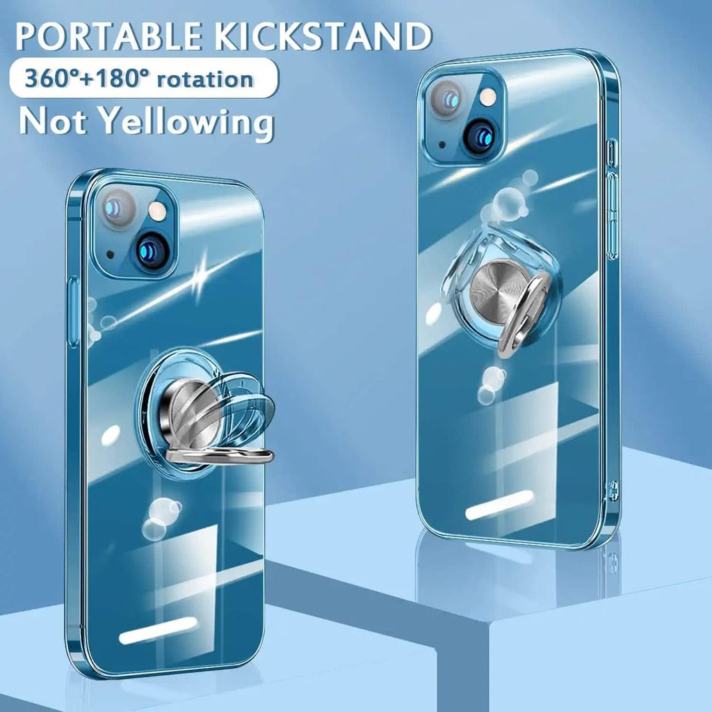 Clear Phone Case iPhone 14 Transparent Anti-Scratch with Ring Kickstand