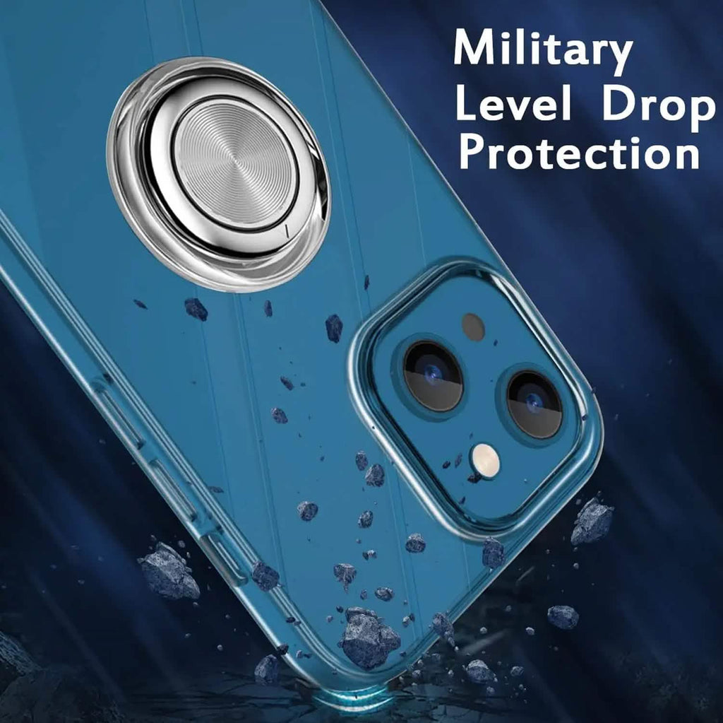 Clear Phone Case iPhone 14 Transparent Anti-Scratch with Ring Kickstand