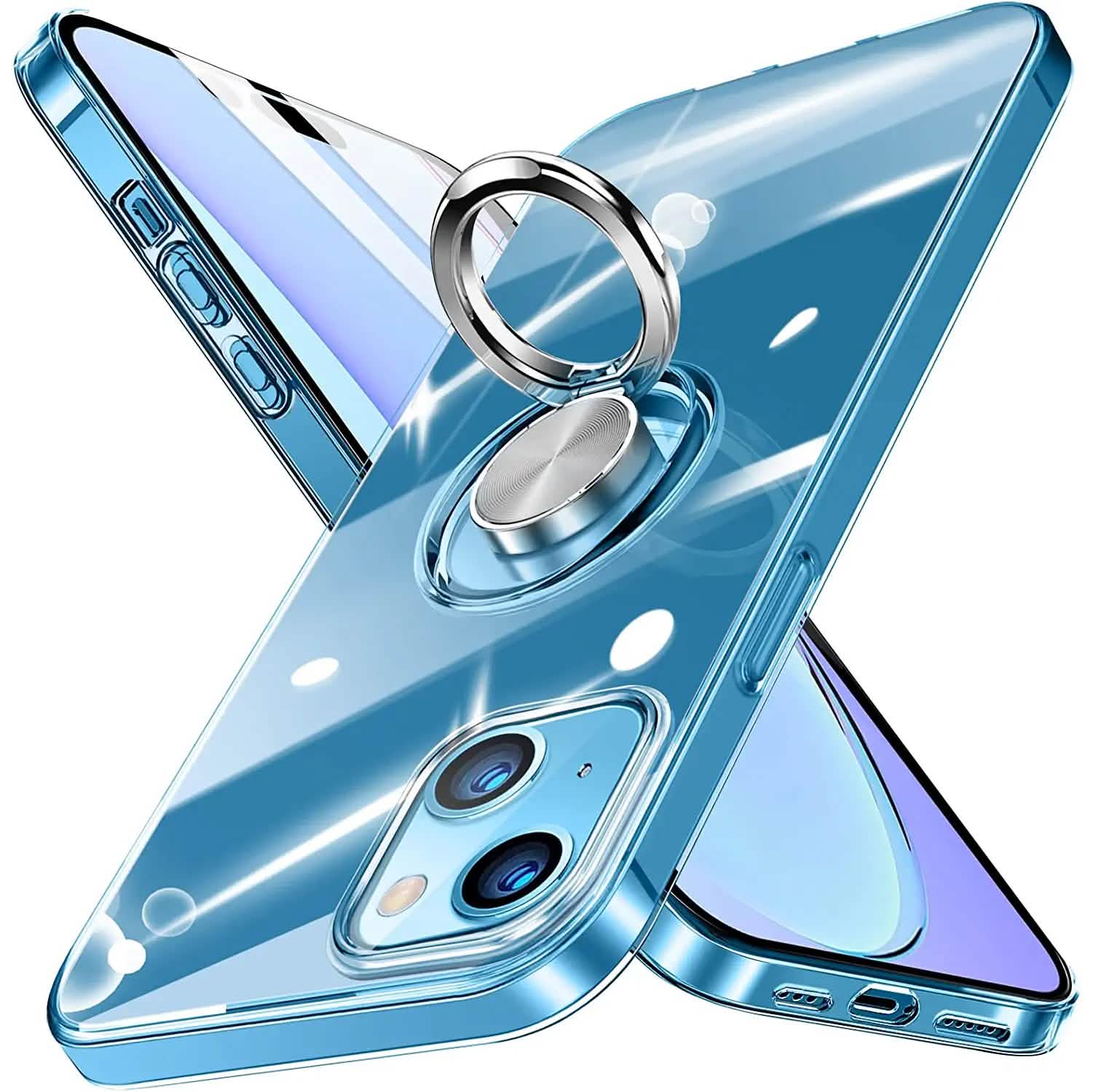 Clear Phone Case iPhone 14 Transparent Anti-Scratch with Ring Kickstand