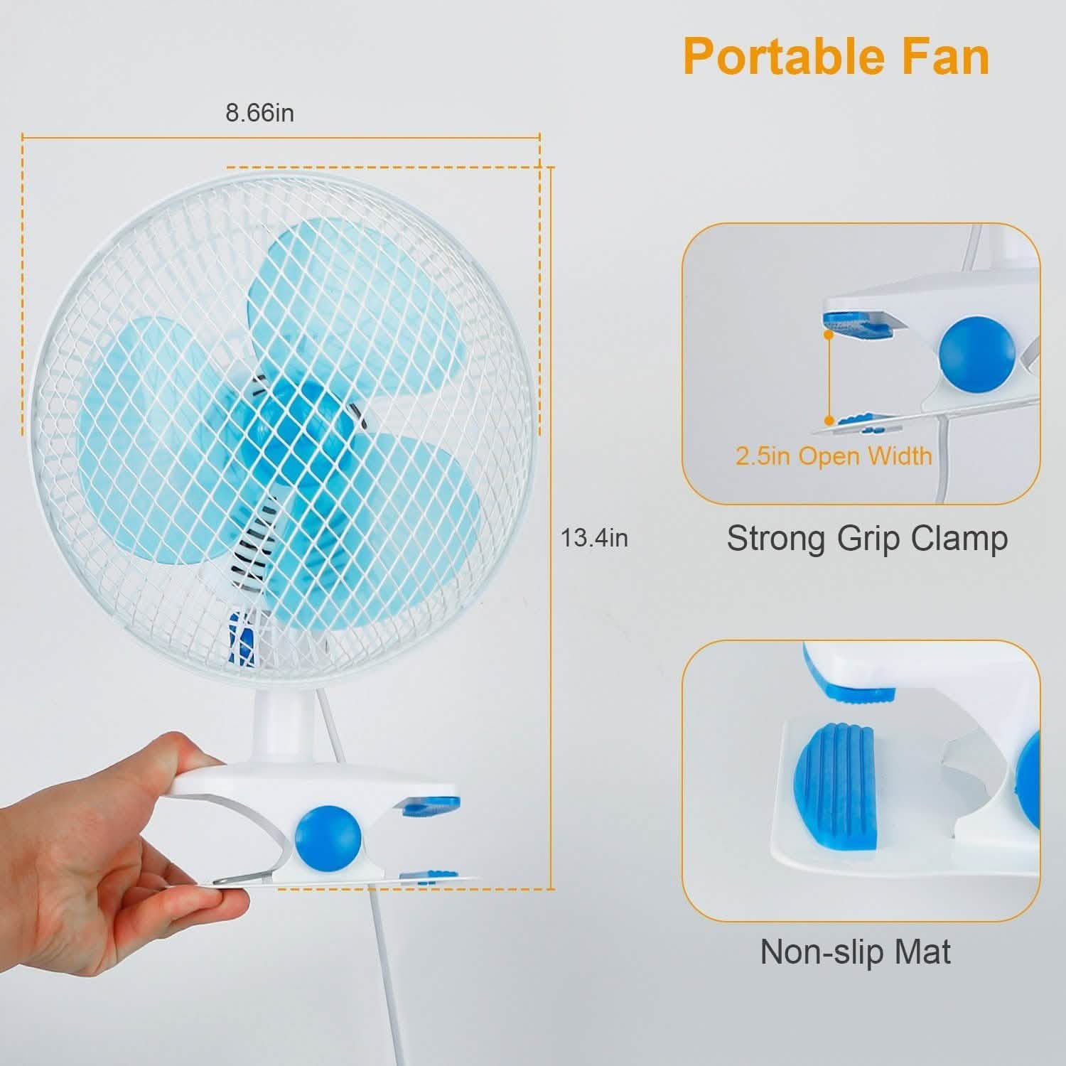 Clip-On 2 Speeds Quiet Clamp Fan