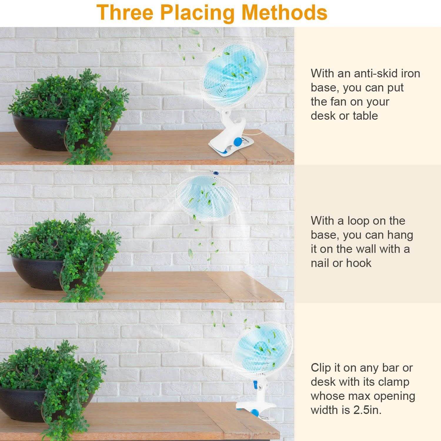 Clip-On 2 Speeds Quiet Clamp Fan