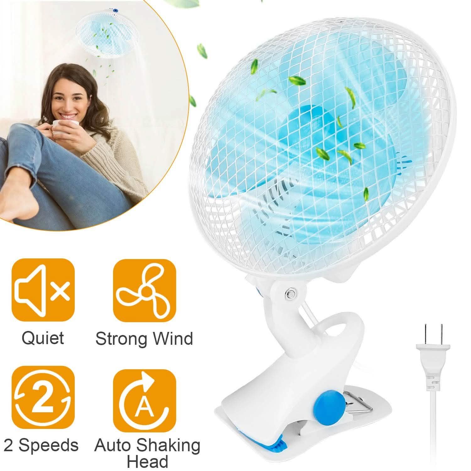 Clip-On 2 Speeds Quiet Clamp Fan