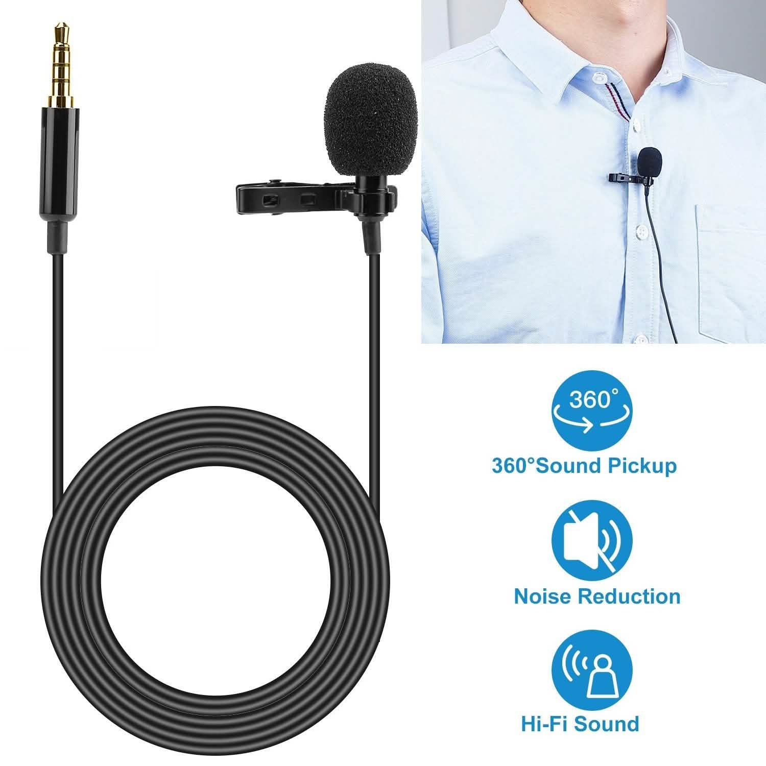 Clip On Microphone Hands Free Lavalier Lapel Mic