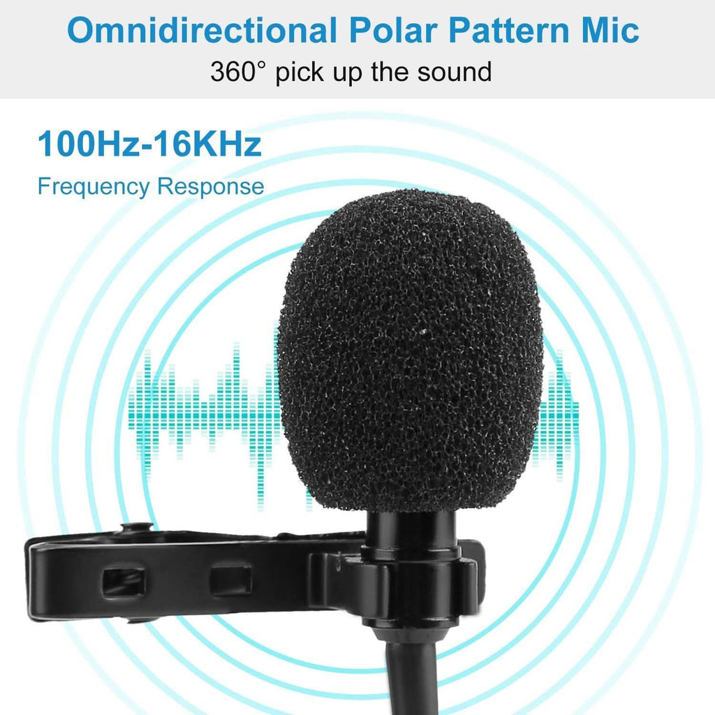 Clip On Microphone Hands Free Lavalier Lapel Mic