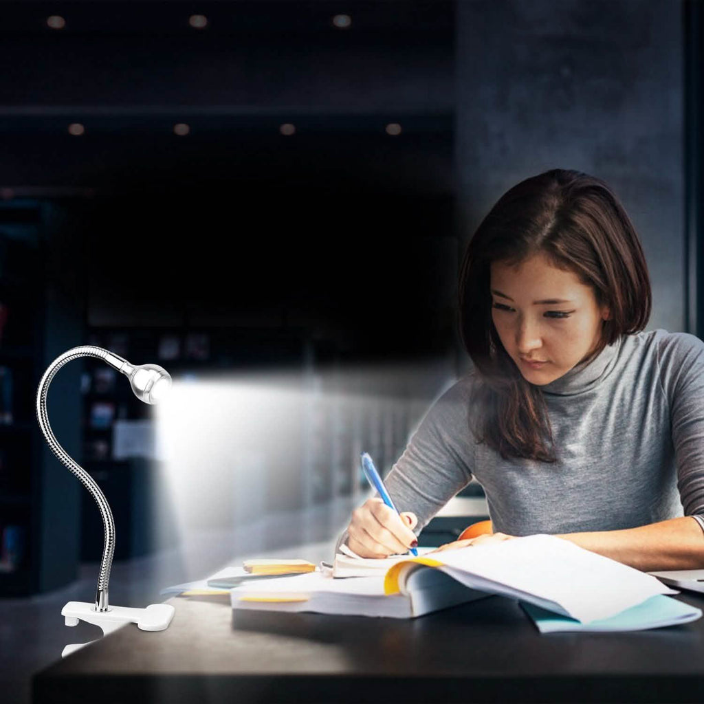 Clip On Reading Light USB Desk Clamp Lamp Flexible Gooseneck