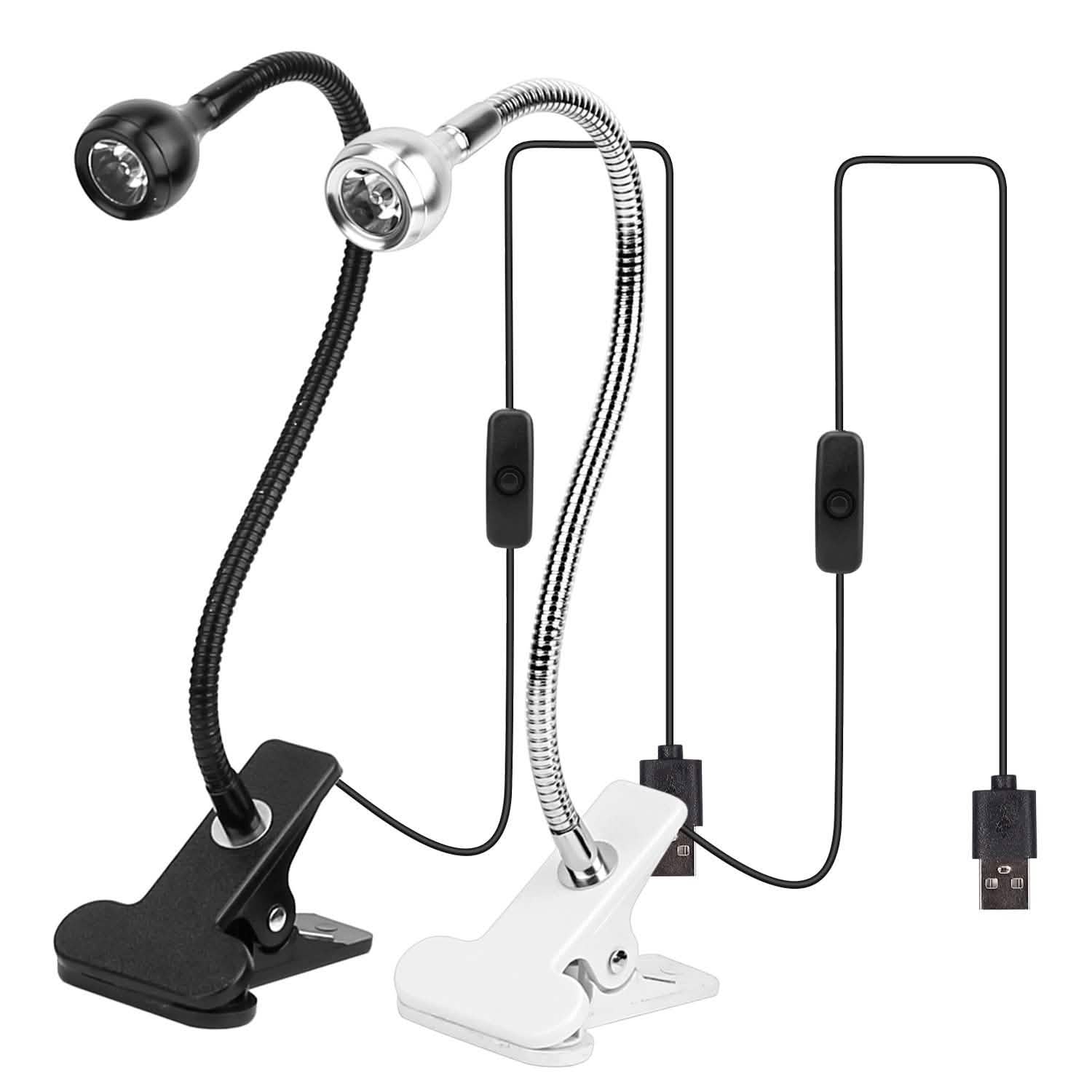 Clip On Reading Light USB Desk Clamp Lamp Flexible Gooseneck