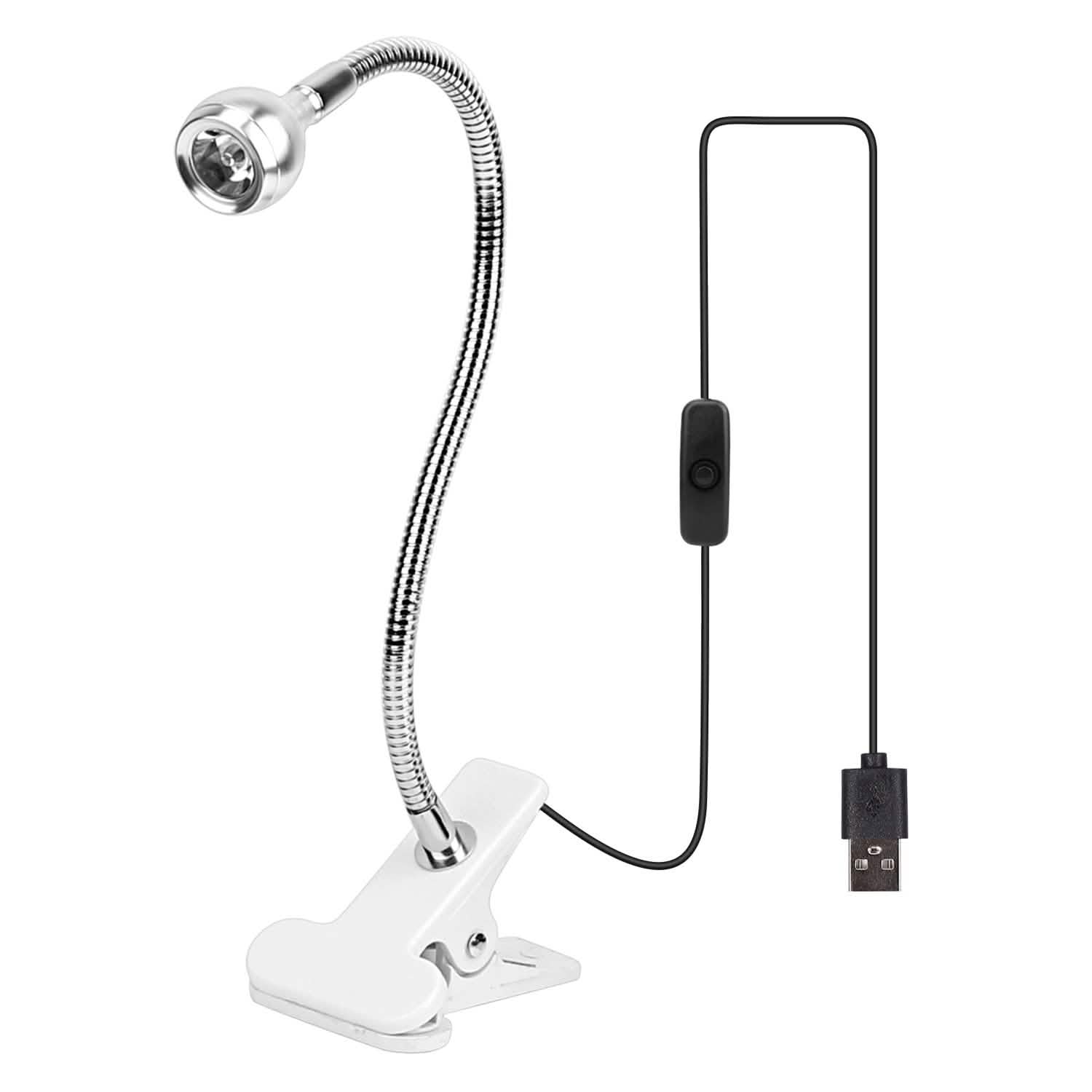 Clip On Reading Light USB Desk Clamp Lamp Flexible Gooseneck