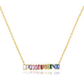 Clustered Rainbow Baguette Bar Necklace