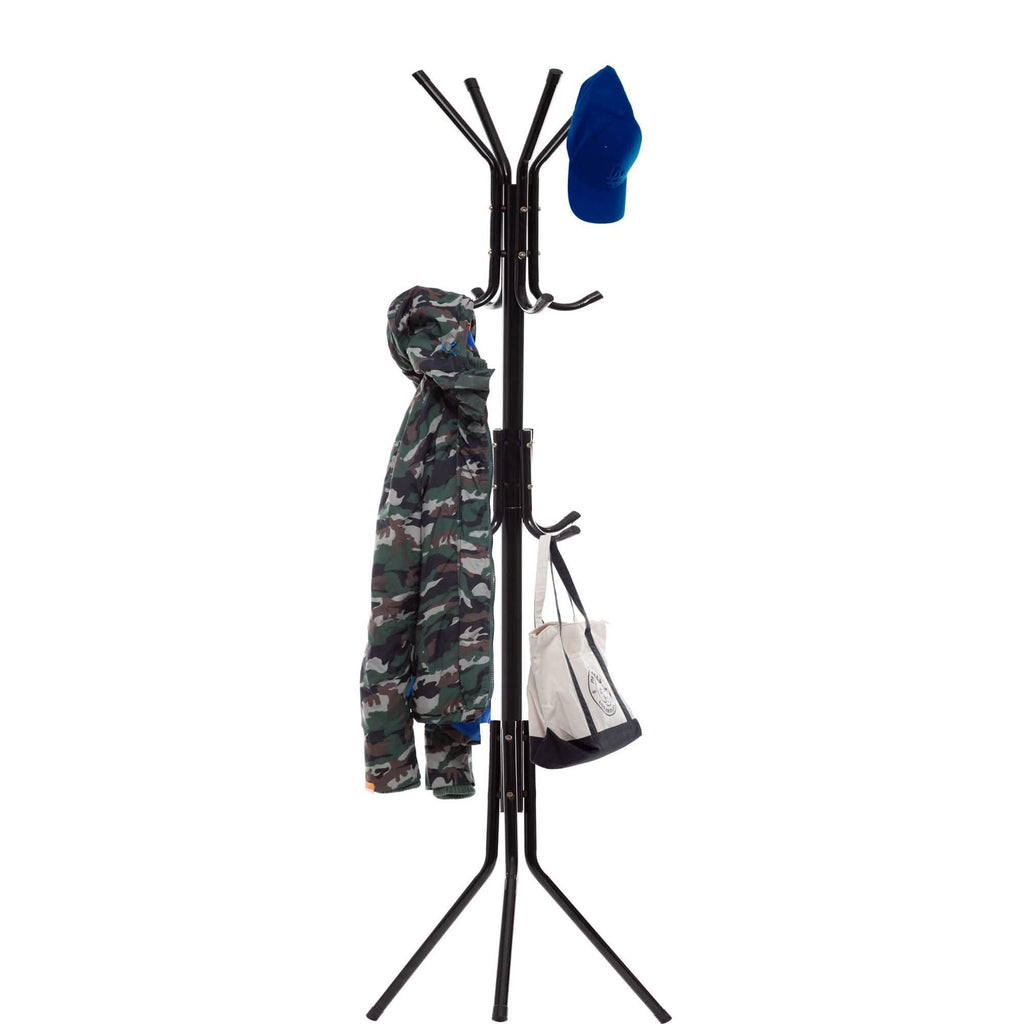 Coat & Hat Metal Rack Hanger Organizer Hooks with Stand