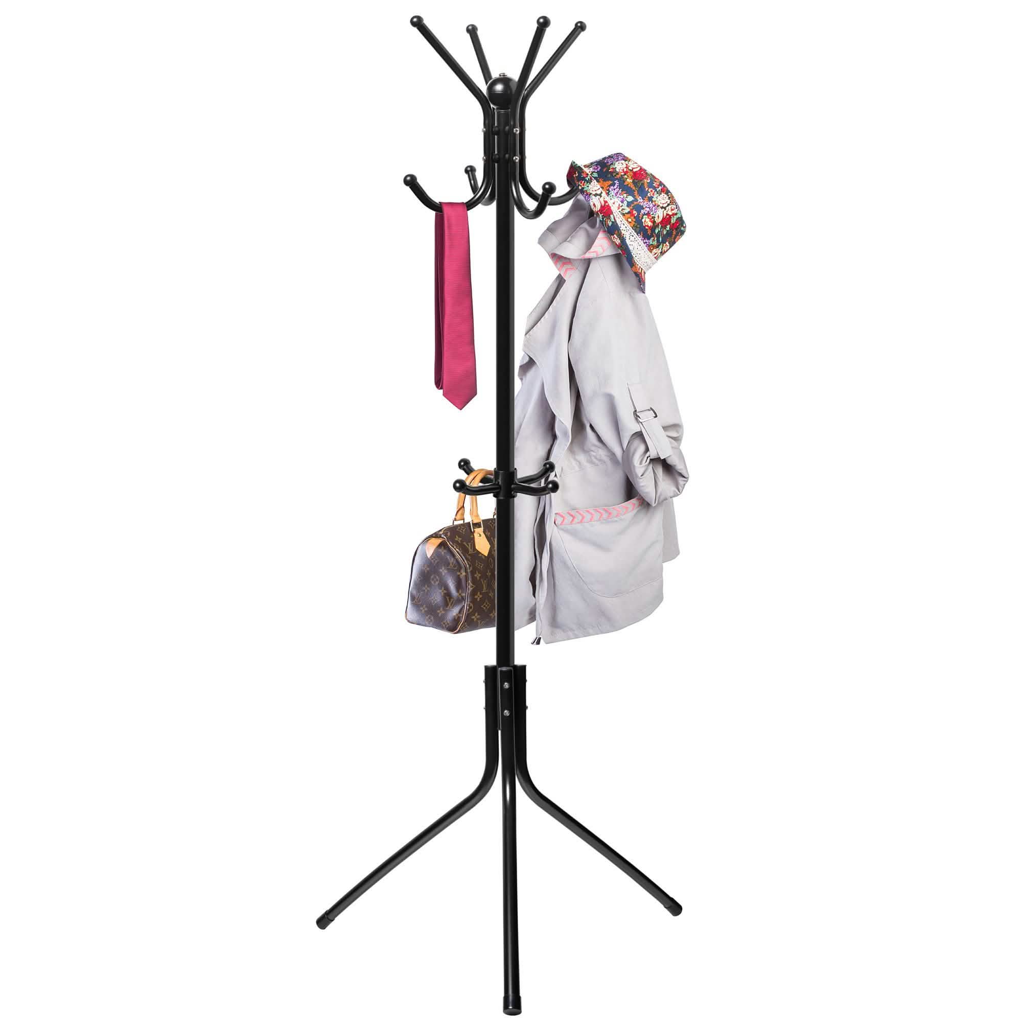 Coat & Hat Metal Rack Hanger Organizer Hooks with Stand
