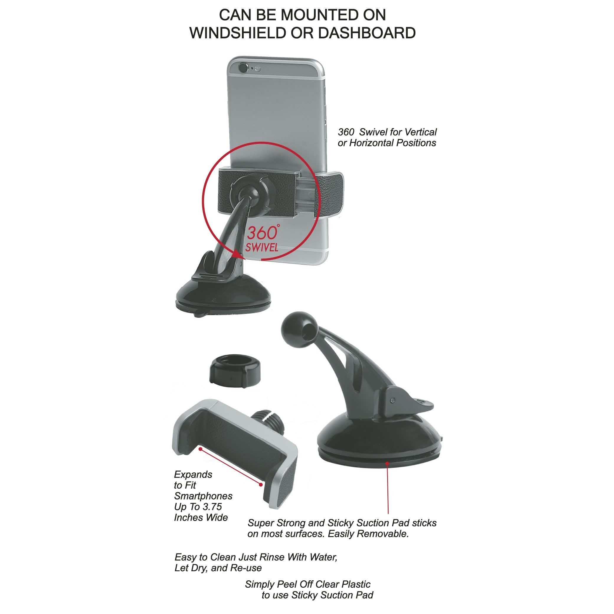 CobaltX Universal Windshield and Dash Mount With Leather Accent