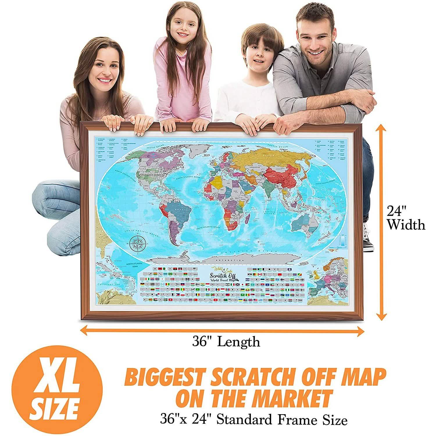 Coin Scratch Travel World Map and All Country Flags