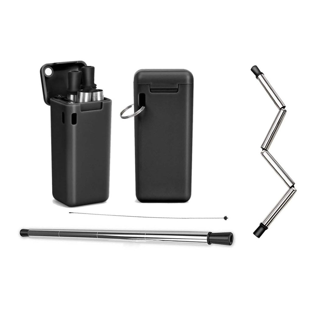 Collapsible, Portable, And Reusable Stainless Steel Drinking Straw With Case
