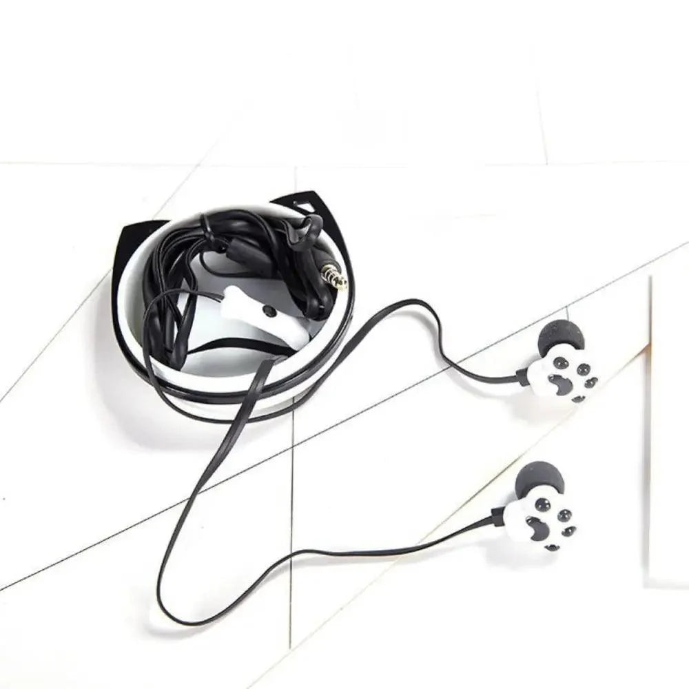 Colorful Cartoon Cute Cat Claw Earphones 3.5mm Jack Wired Simple Earphone Storage Modern Case Stereo in-Ear Headphone With Mic Best Gift For Girls And Kids