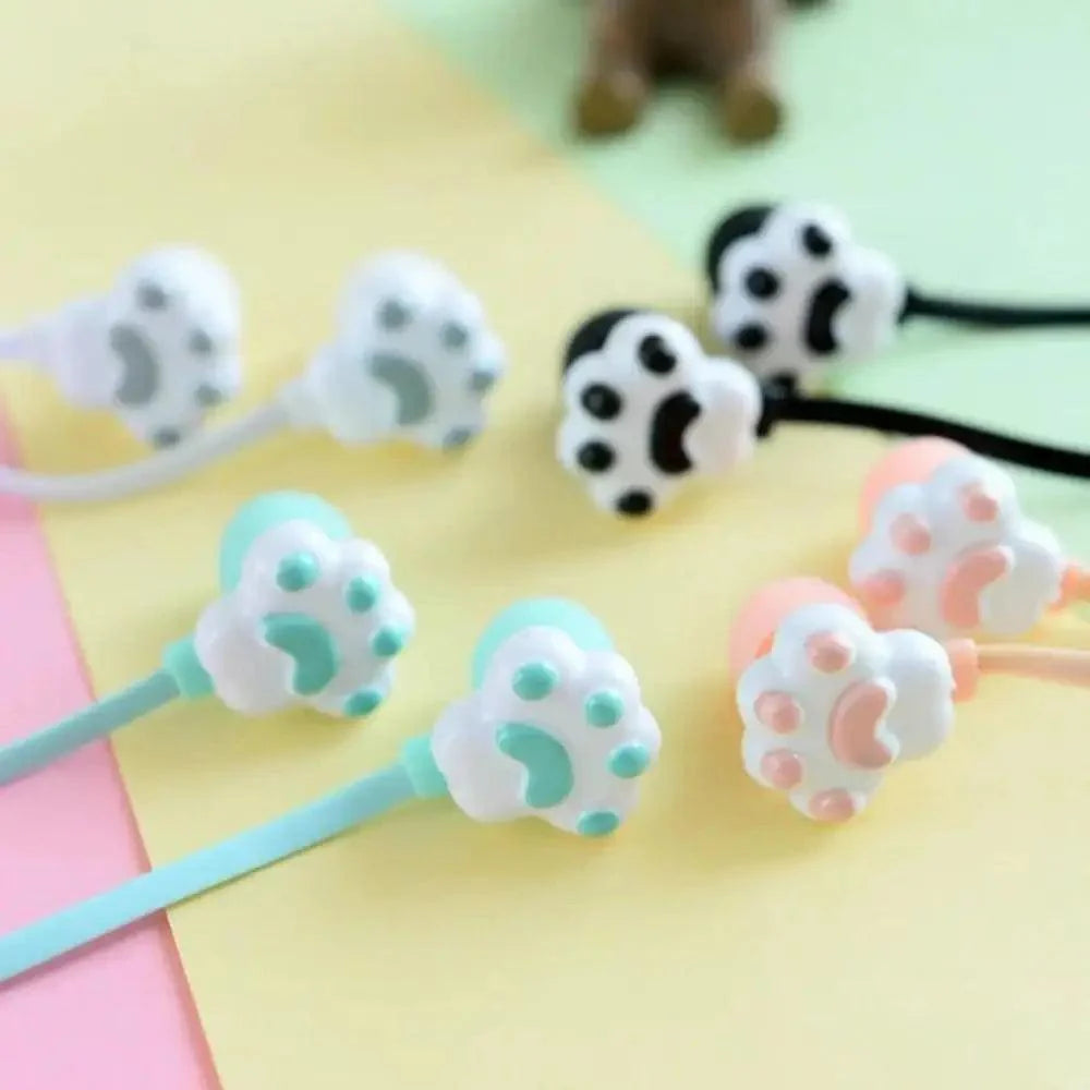 Colorful Cartoon Cute Cat Claw Earphones 3.5mm Jack Wired Simple Earphone Storage Modern Case Stereo in-Ear Headphone With Mic Best Gift For Girls And Kids