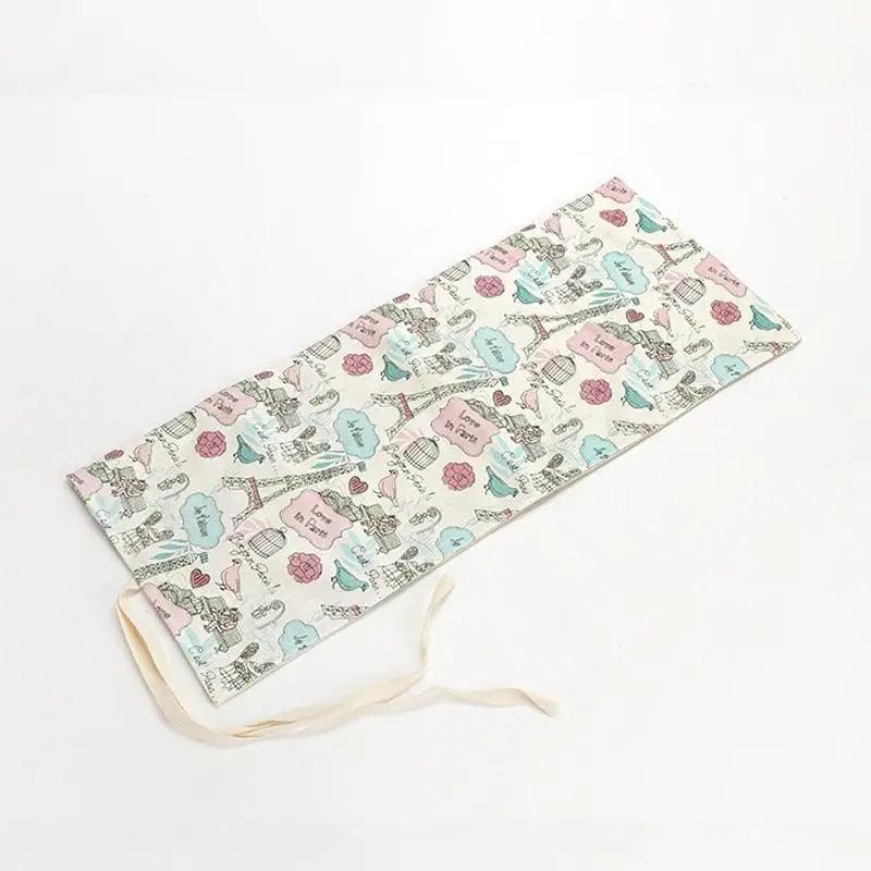 Colorful Roll Up Pencil Case Canvas Flowers Style Colored Pencils Wrap Multi-Purpose Pen Holder Cute Case