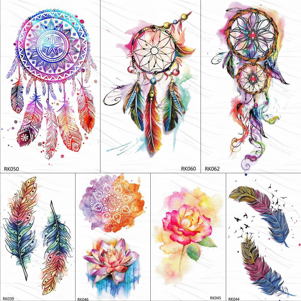 Colorful Tribal Tattoo Feather Temporary Tattoos Custom Waterproof Modern Tatoos Luxury Design