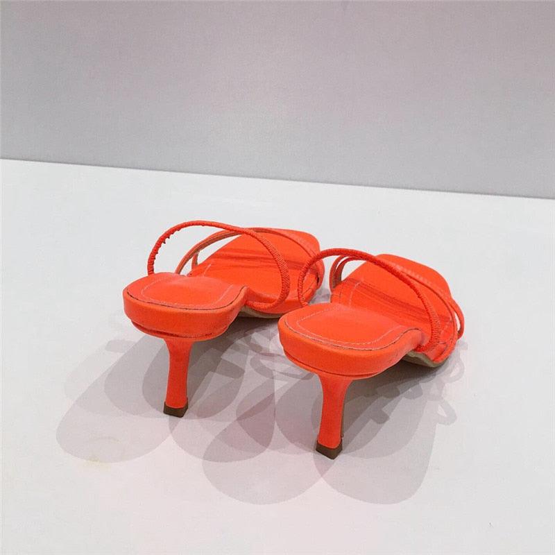 Colorful Women Sandals Slides Slippers Square Open Toe Slip On Thin Mid Heels Pumps Casual Narrow Band Open Toe Sandals Flip Flops Slip On Fashion Dress Heels Back High Heel Slide Slipper