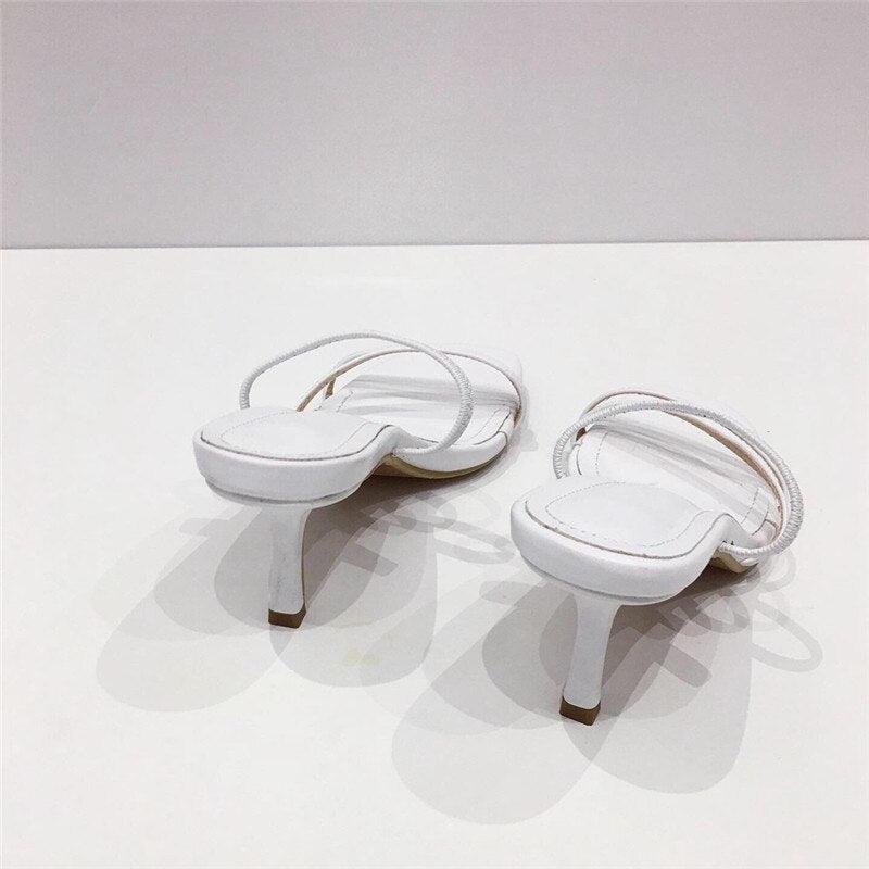 Colorful Women Sandals Slides Slippers Square Open Toe Slip On Thin Mid Heels Pumps Casual Narrow Band Open Toe Sandals Flip Flops Slip On Fashion Dress Heels Back High Heel Slide Slipper