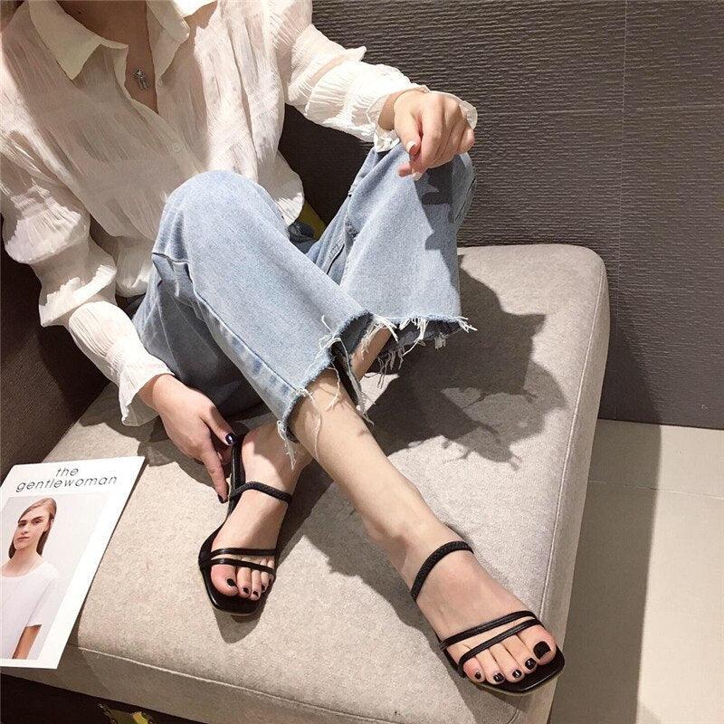 Colorful Women Sandals Slides Slippers Square Open Toe Slip On Thin Mid Heels Pumps Casual Narrow Band Open Toe Sandals Flip Flops Slip On Fashion Dress Heels Back High Heel Slide Slipper