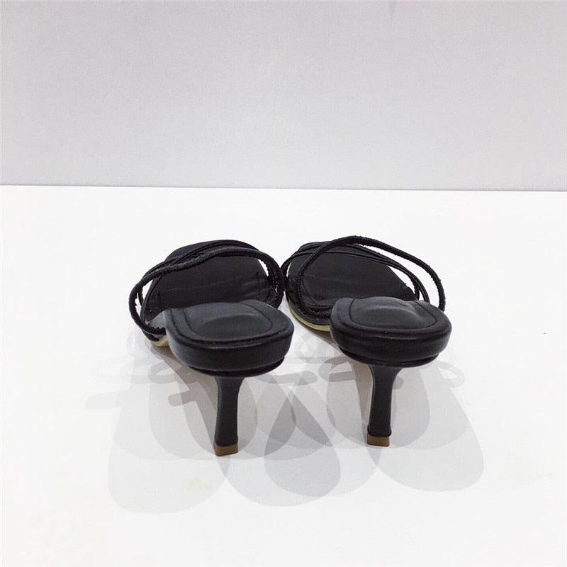 Colorful Women Sandals Slides Slippers Square Open Toe Slip On Thin Mid Heels Pumps Casual Narrow Band Open Toe Sandals Flip Flops Slip On Fashion Dress Heels Back High Heel Slide Slipper
